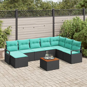 Set Divano da Giardino con cuscino 9 pcs Nero polyrattan 3347746