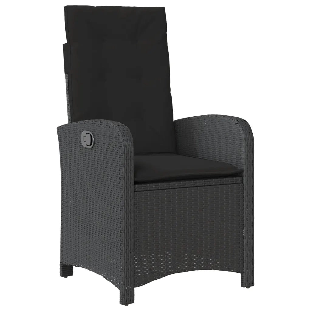 Set da Pranzo da Giardino 3 pz con Cuscini Nero in Polyrattan 3212310