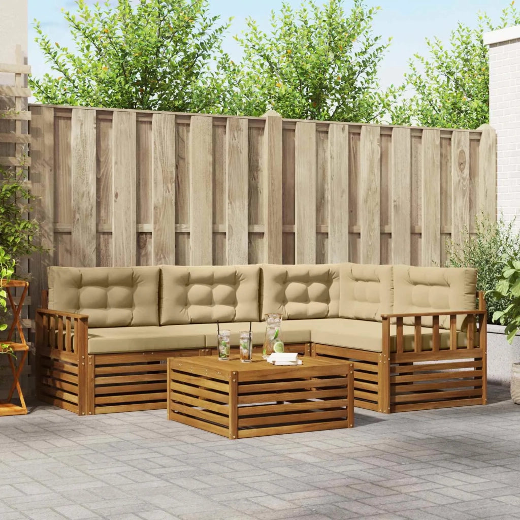 Set di divani da esterno con cuscino 5 pcs Naturale e Beige 3373413