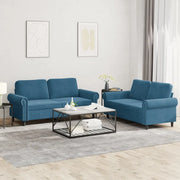 Set di Divani 2 pz con Cuscini Blu in Velluto 3202219