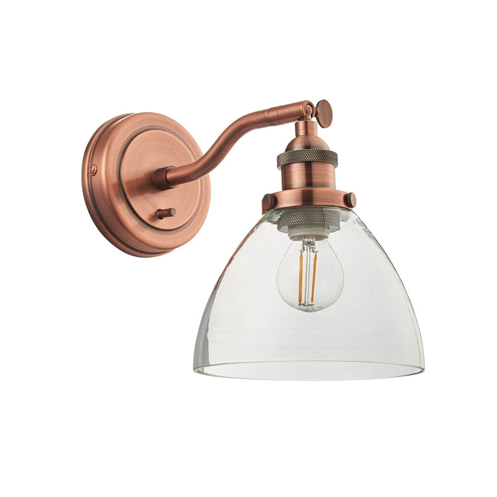 Applique retro Hansen rame anticato con interruttore E14