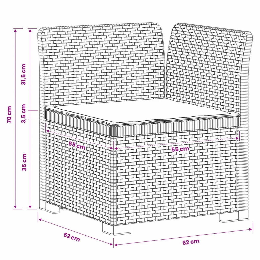 Divano da esterno-Divano da Giardino a 1 Posto con Cuscino Aspetto Rattan PP 919758