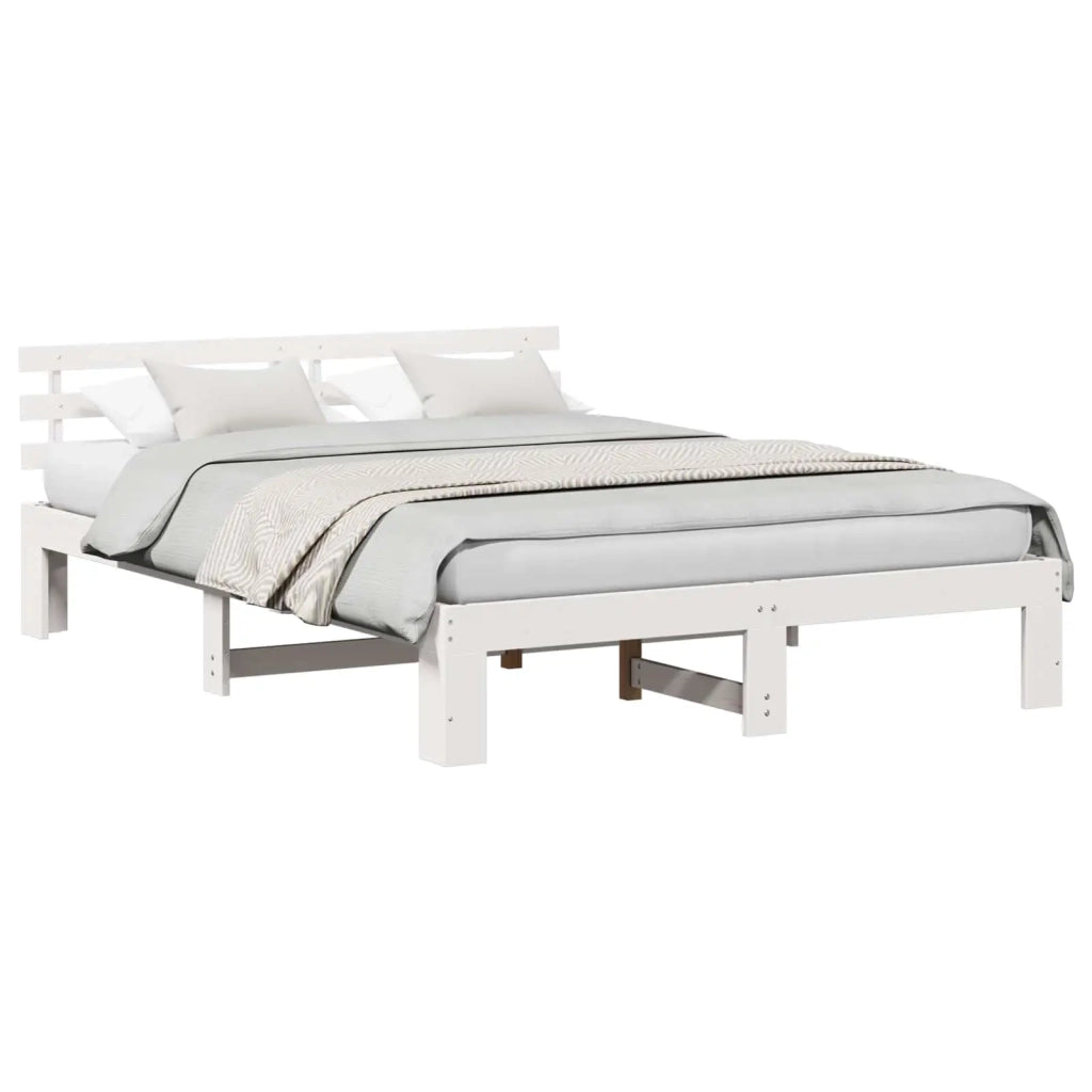 Struttura del letto-Giroletto-Rete del Letto Bianco 140 x 200 cm Pino massello 210377