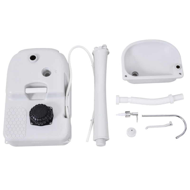 Lavabo, lavabo per lavarsi le mani, lavabo mobile, portatile, con ruote, 51 cm x 33,5 cm x 103 cm, bianco