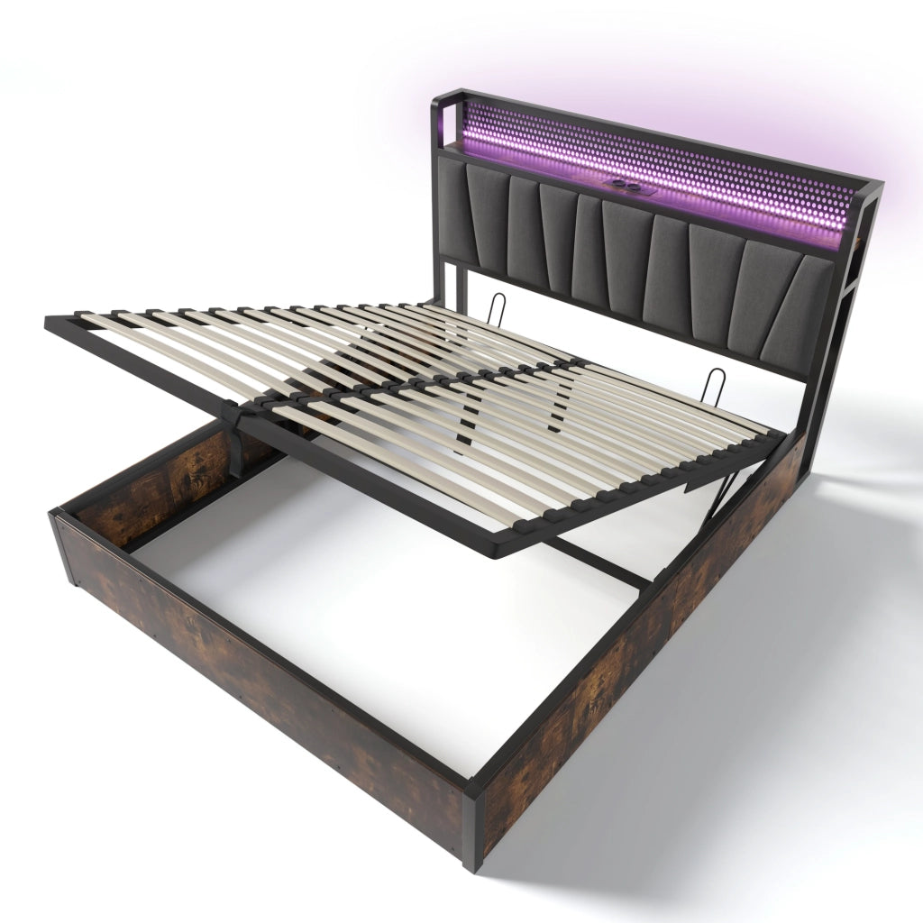 letto in tessuto grigio 160x200 cm