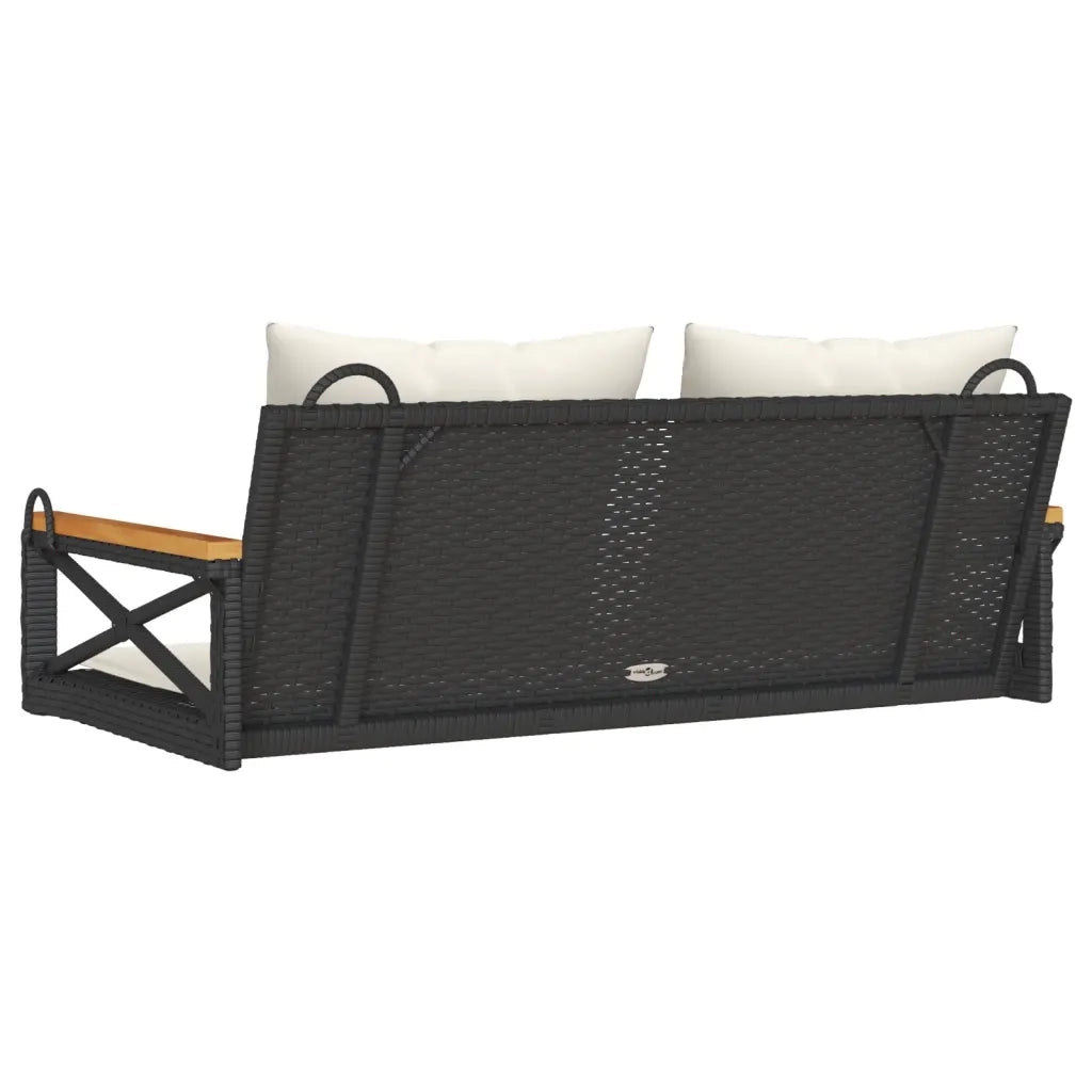 Panchina a Dondolo con Cuscini Nera 109x62x40 cm in Polyrattan 368155