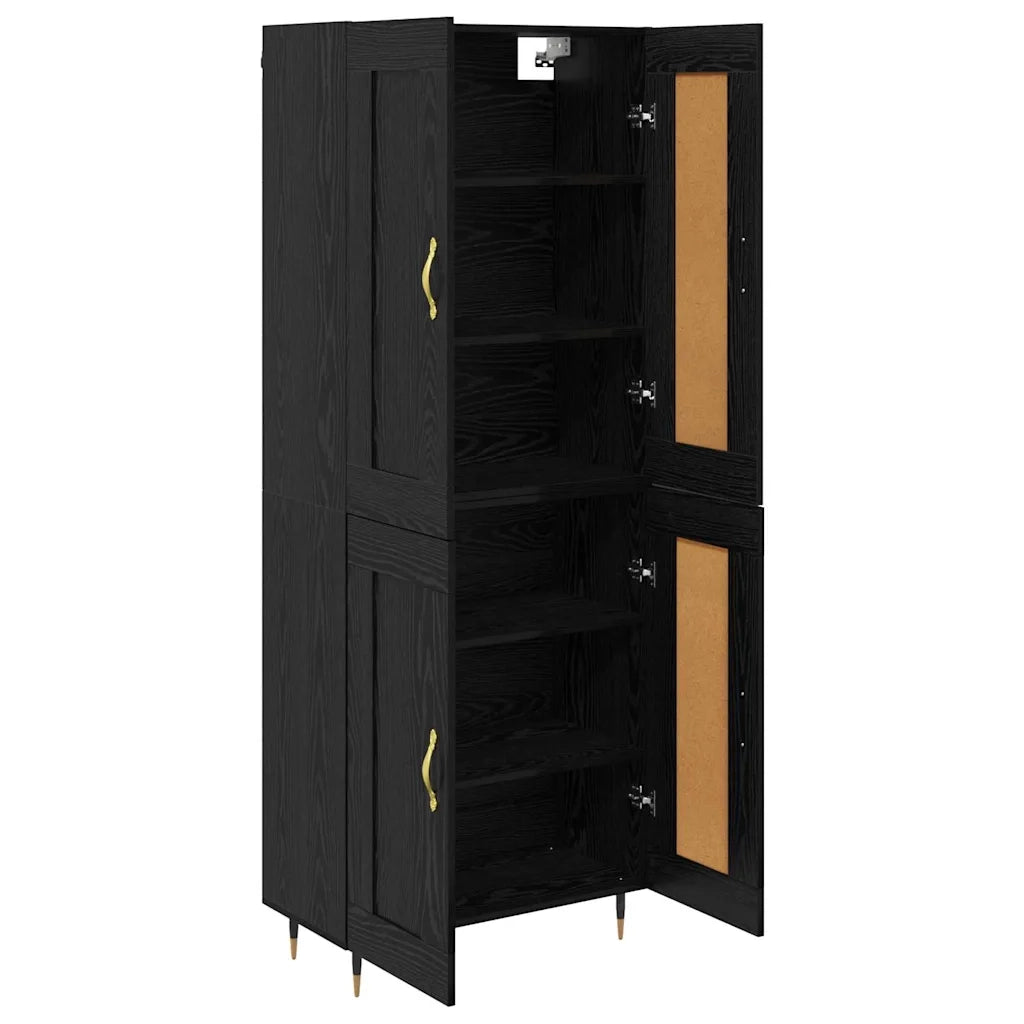 Credenza-Buffet-Armadio da cucina Rovere Nero 69,5 x 34 x 180 cm Legno multistrato 409981