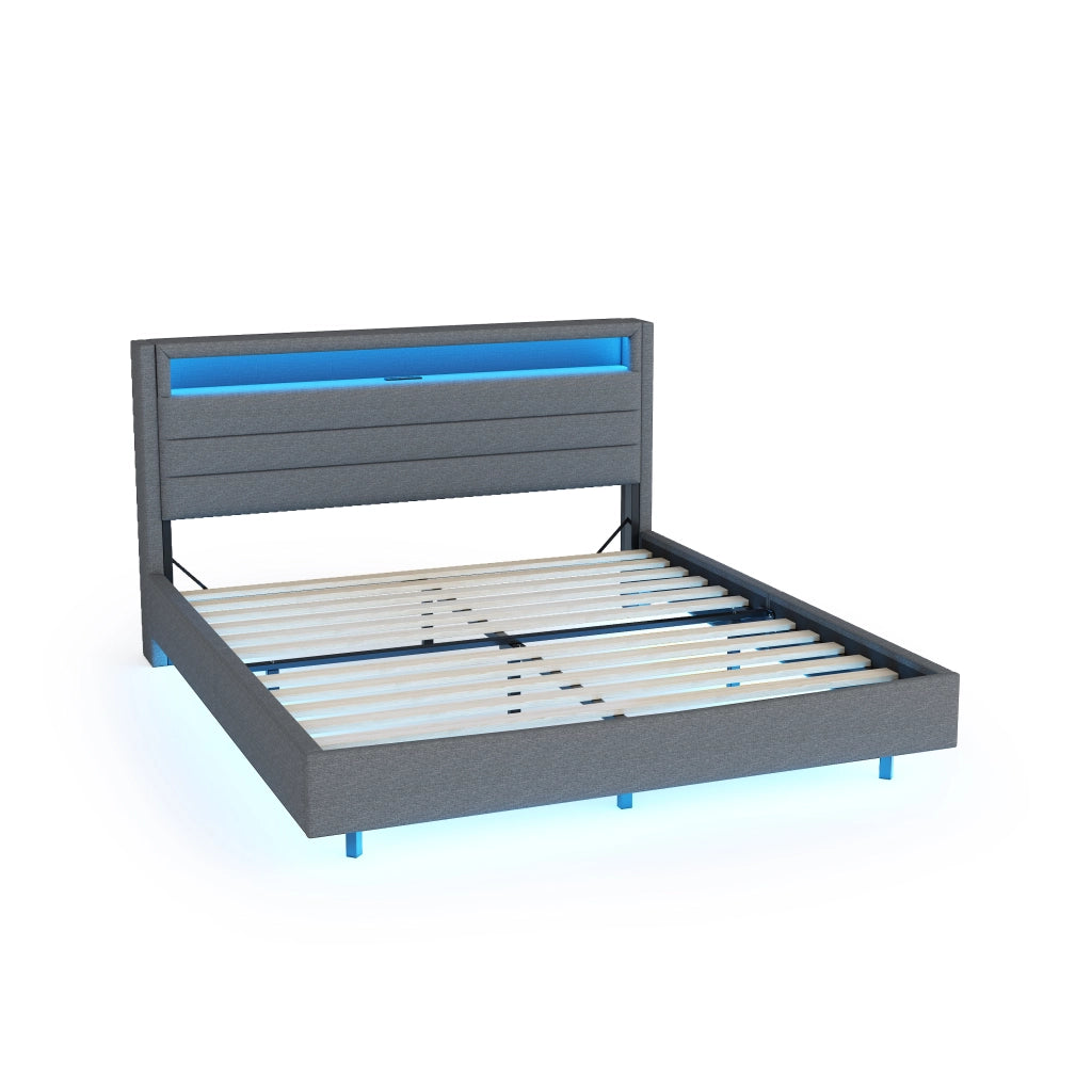 letto imbottito lino grigio 160 x 200 cm