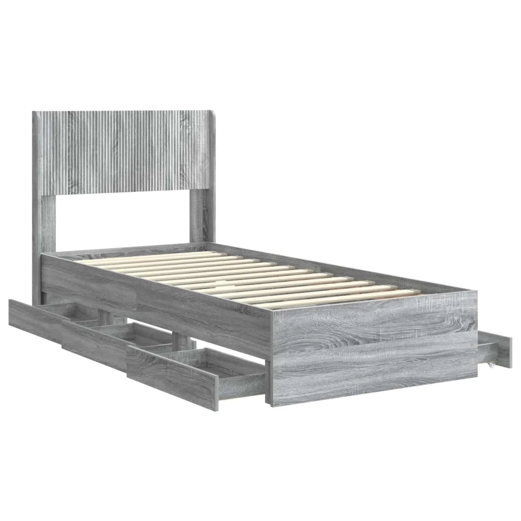 Struttura del letto con stoccaggio e testata Grigio Sonoma 3414334