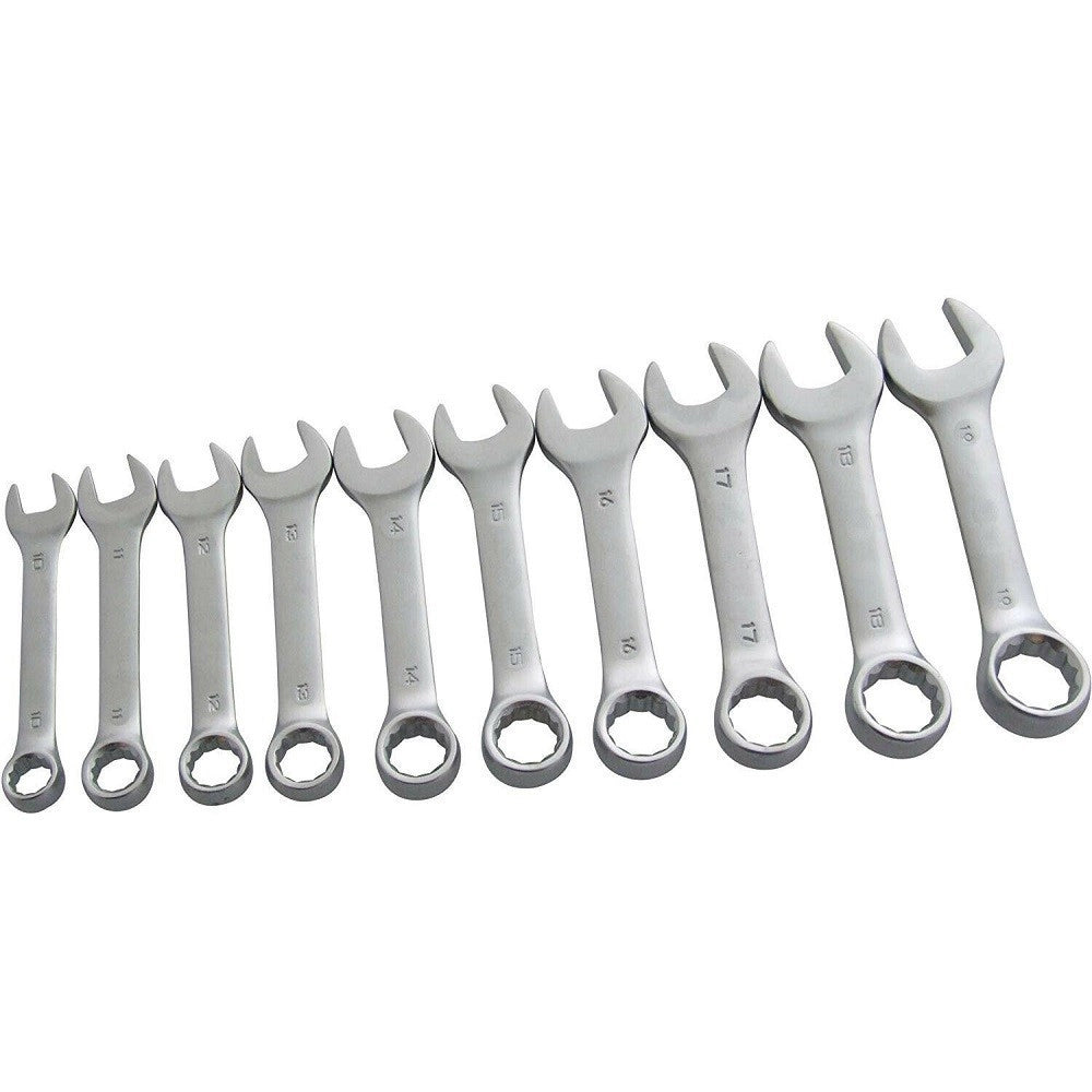 Trade Shop - Set Da 10 Pz Chiavi Inglese Combinate Fisse E Stella Corte 10 A 19mm In Acciaio -