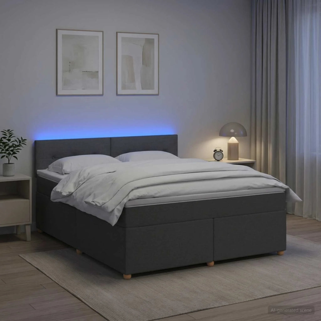 Letto box spring con materasso Grigio Scuro 140 x 200 cm 3452437