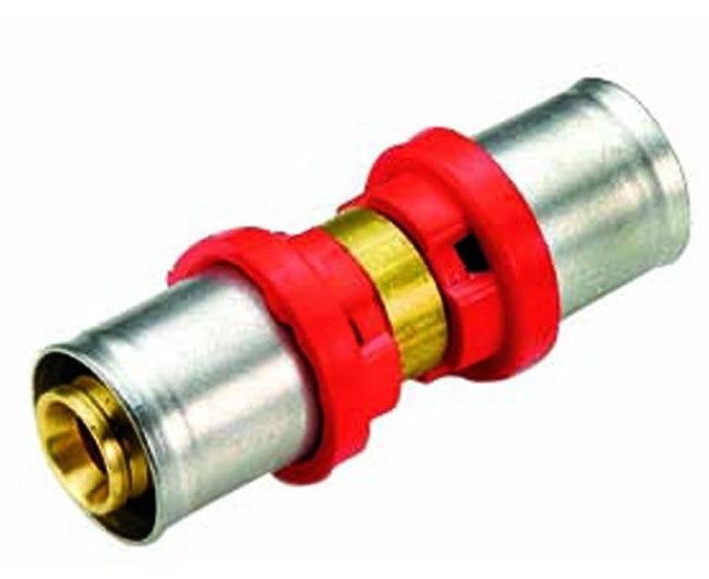 RACCORDO DIRITTO INTERMEDIO RIDOTTO PER TUBO MULTISTRATO A PRESSARE MODELLO AL-COBRAPEX ø26x20   TIEMME RACCORDERIE SPA