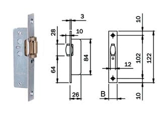 SERRATURA INFILARE MONTANTI SOLO RULLO 764  frontale mm.16 (764001)    ISEO