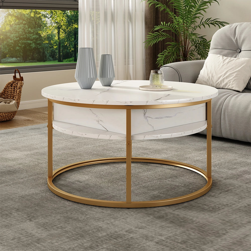 Vicco tavolino soggiorno Bianco/Oro 77 x 77 cm