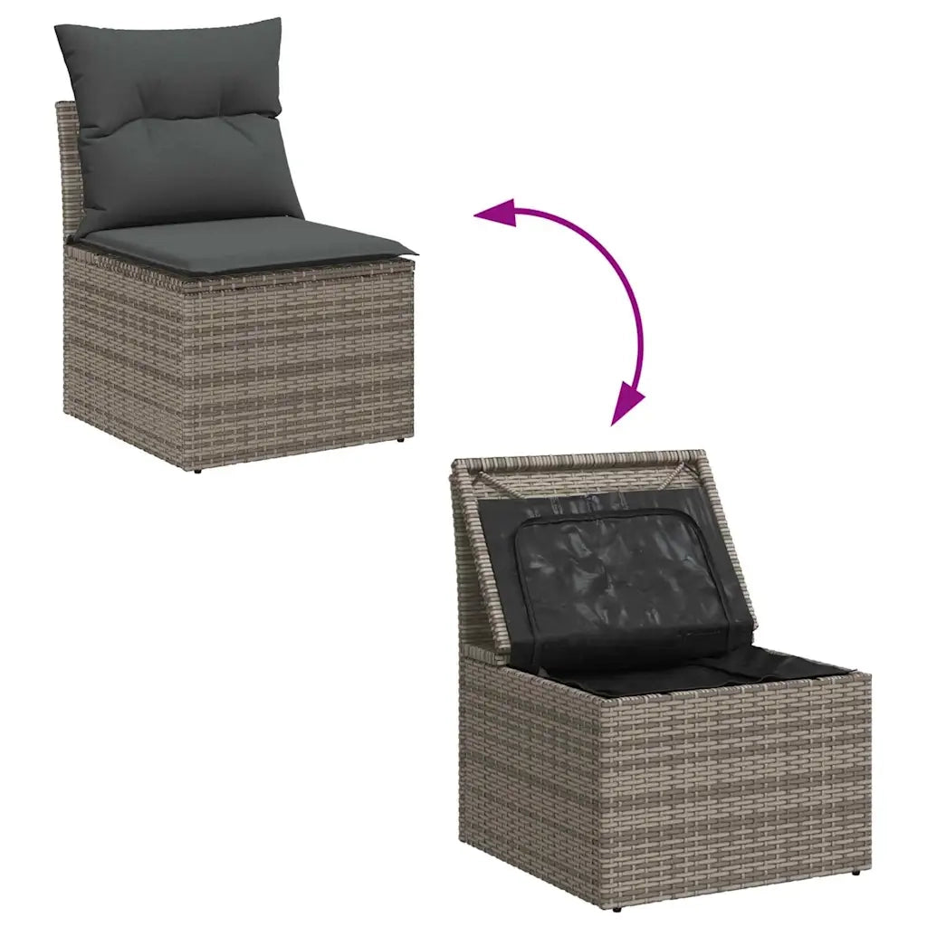 Set Divano da Giardino 8 pcs Grigio Poly Rattan 3355778