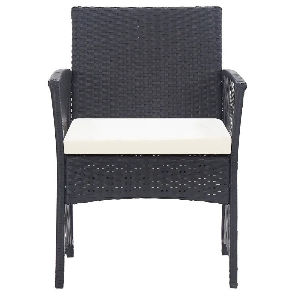 Set Divani da Giardino 4 pz | Set Salotto da Giardino con Cuscini in Polyrattan Nero
