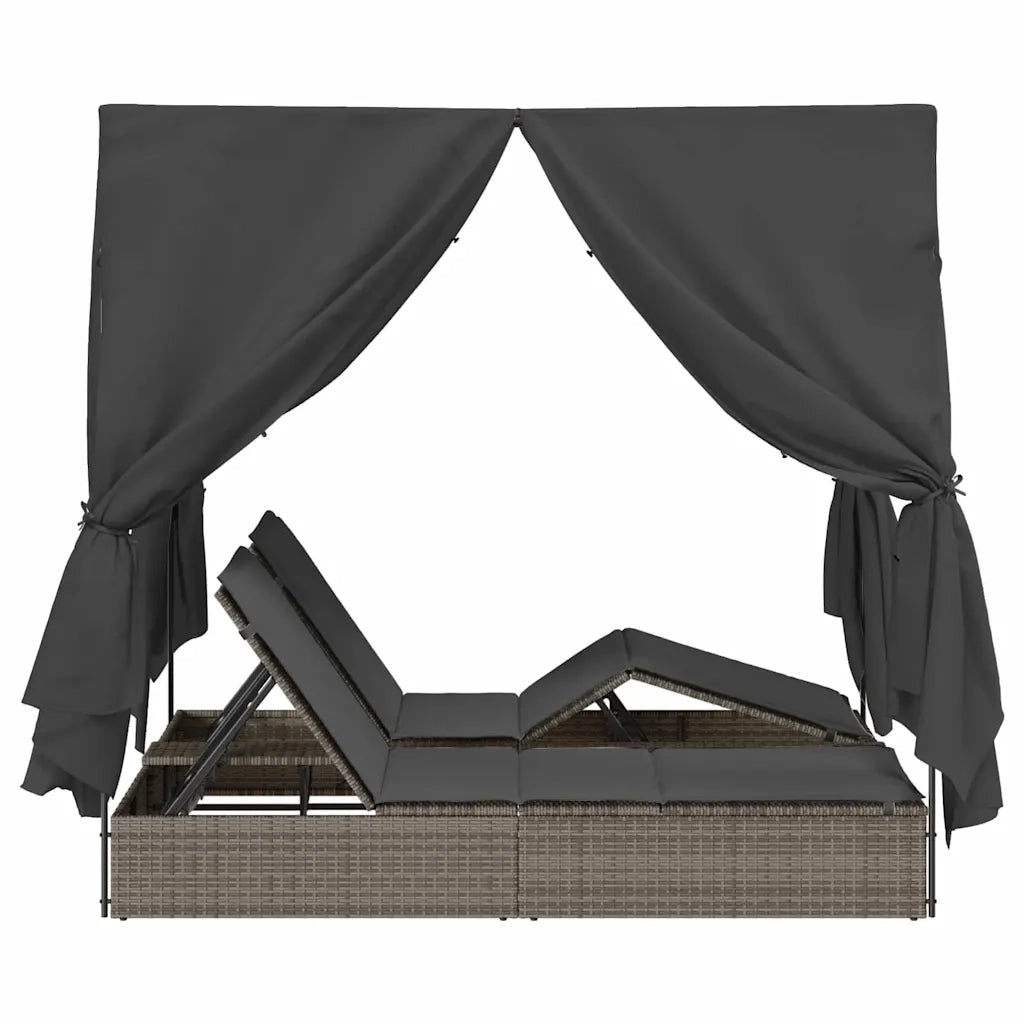 Lettino da sole doppio Grigio 205 x 129 x 200 cm polyrattan 3376129