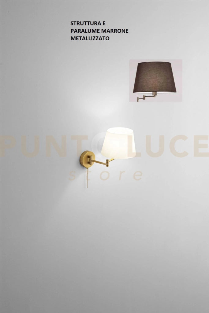 Crane applique in metallo marrone metallizzato 1 luce attacco E14 Interruttore on/off a catenella sulla base