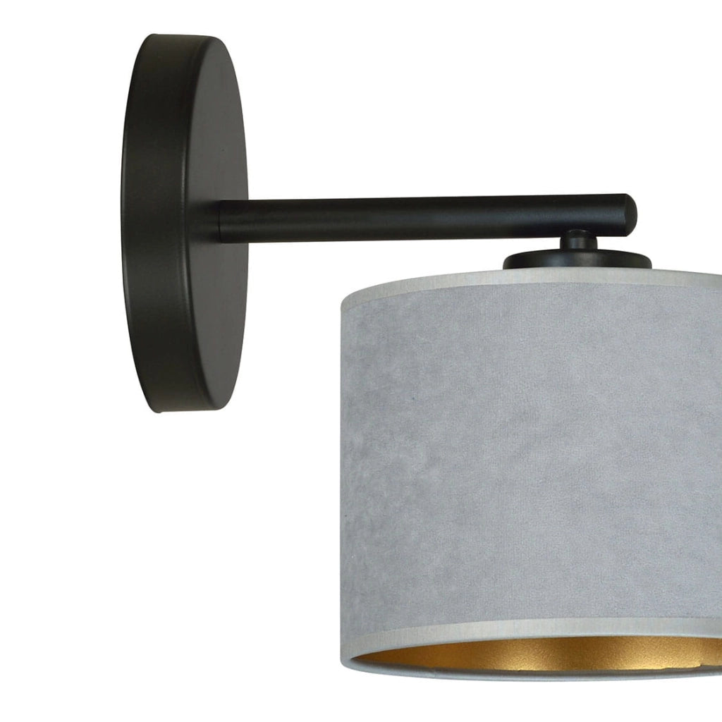 Applique Emibig Hilde K1 grigio ottone E27 1 luce tessuto