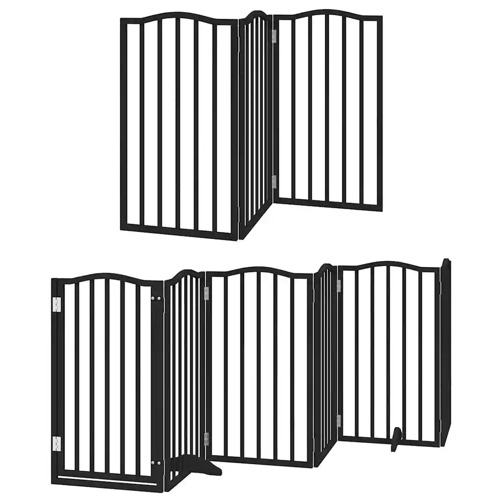 Cancello per Cani Porta Pieghevole Nero 9 Pannelli 450cm Pioppo CFW5480557