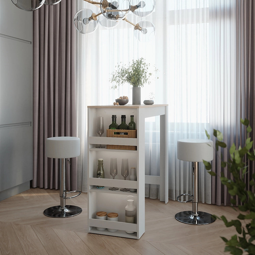 Vicco tavolo bar con sgabelli Bianco/Sonoma 45 x 110 cm con 2 sgabelli da bar
