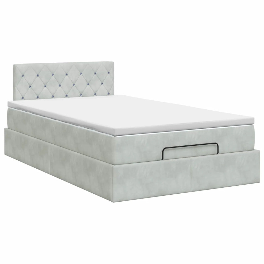 Letto ottomano con materasso Grigio Chiaro 120 x 200 cm Velluto 3456477