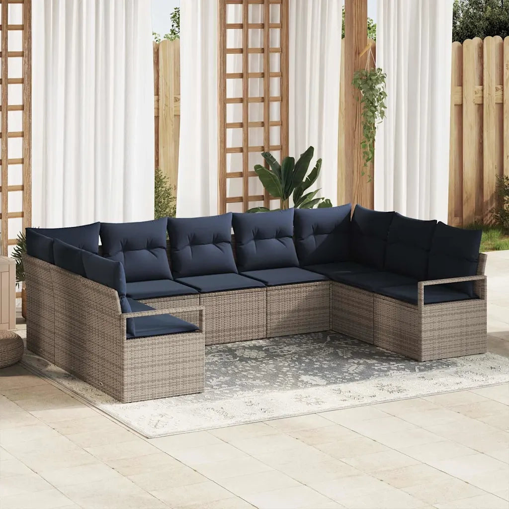 Set di divani con cuscino 9 pcs Grigio polyrattan 3346545