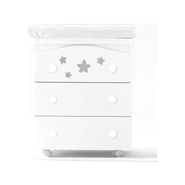 Bagnetto fasciatoio italbaby 070 7020 0991 stelline 3 cassetti bianco