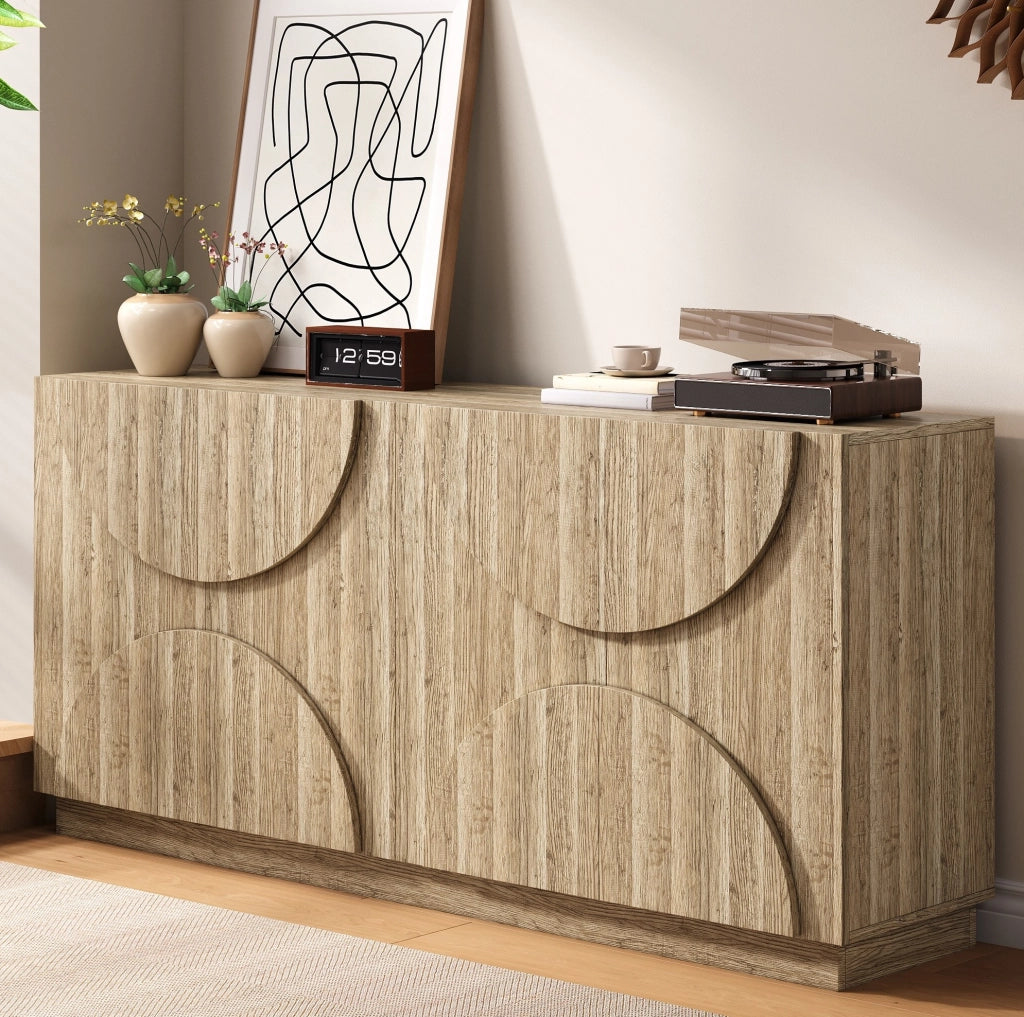 Madia 160x40x80 cm con ante e ripiani regolabili in pannello truciolare naturale