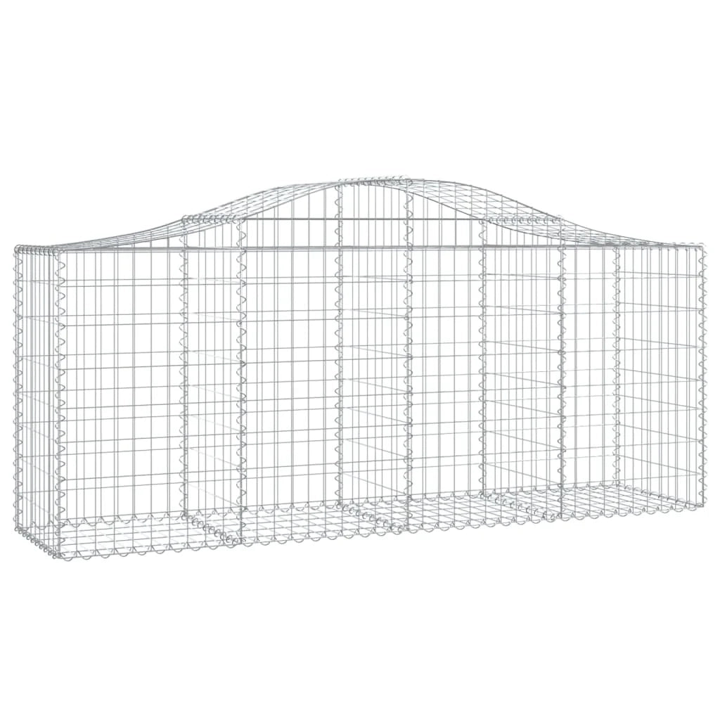 Cestini gabbioni recinzione a gabbia muro di contenimento ad arco 20 pezzi 200 x 50 x 80/100 cm ferro zincato argento 02_0040615