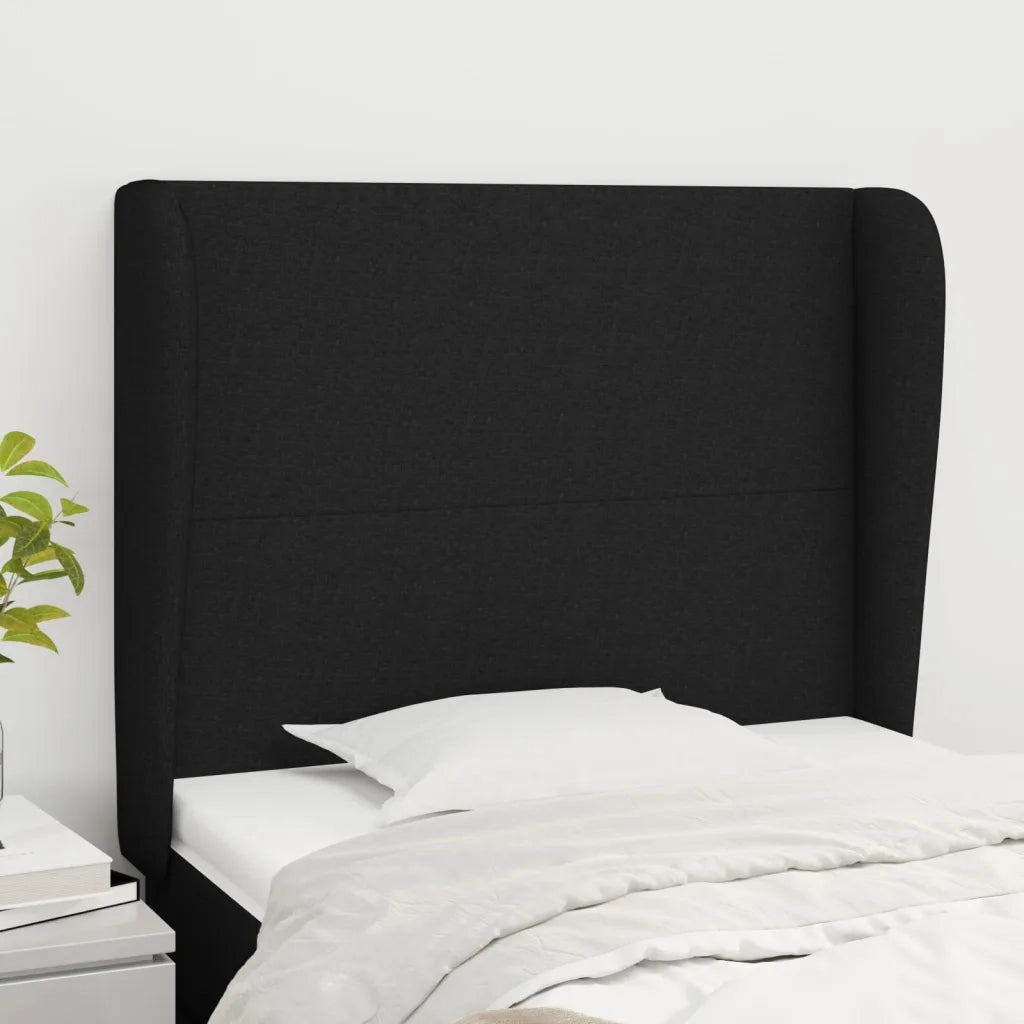Testiera | Testata ad Orecchio Nera 83x23x118/128 cm in Tessuto