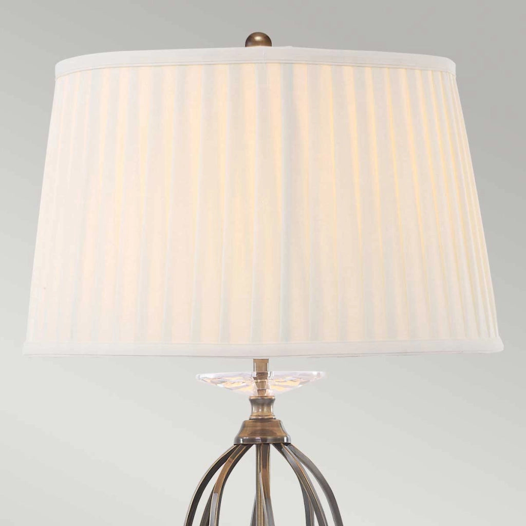 Lampada tavolo ottone anticato paralume bianco Aegean E27 Elstead