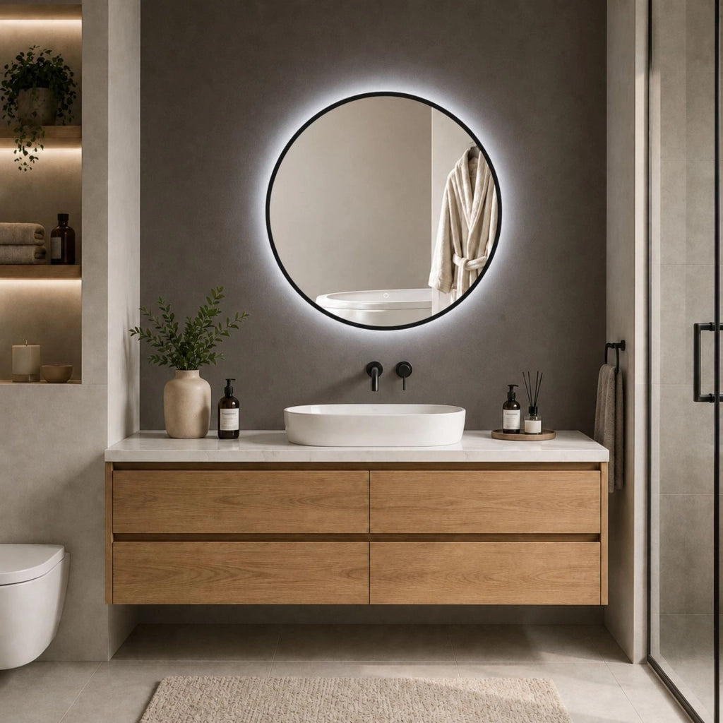 Specchio tondo retroilluminato led con interruttore touch *** misura Ø50, tonalità standard 6000-6500k, confezione 1
