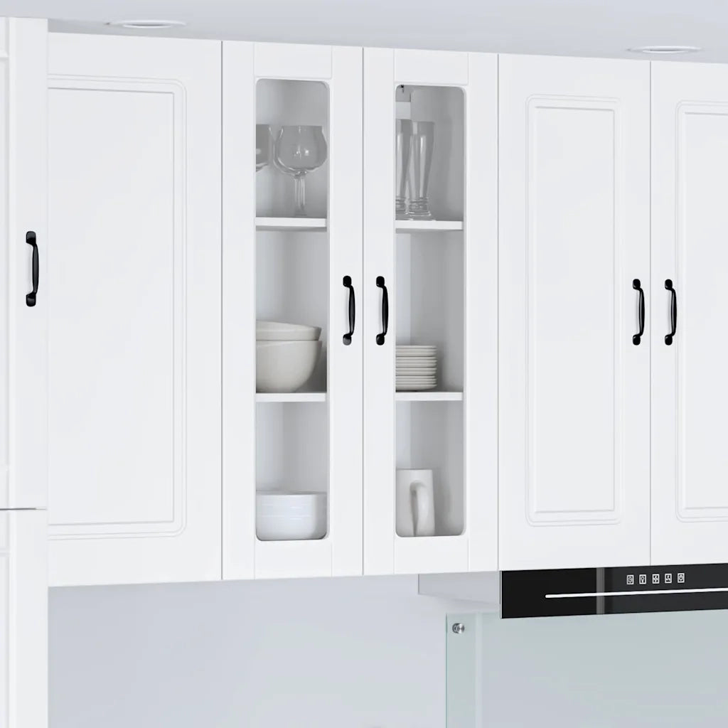 Pensile da cucina | Mobile in vetro da parete PORTO Bianco 60 x 31 x 100 cm