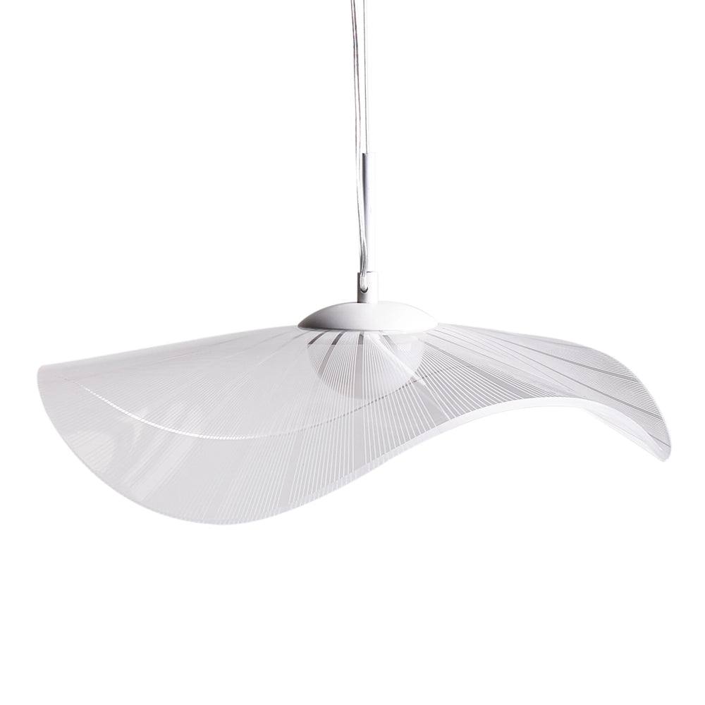 Lampada a sospensione a LED in metallo bianco con paralume acrilico aperto per l'illuminazione a sospensione