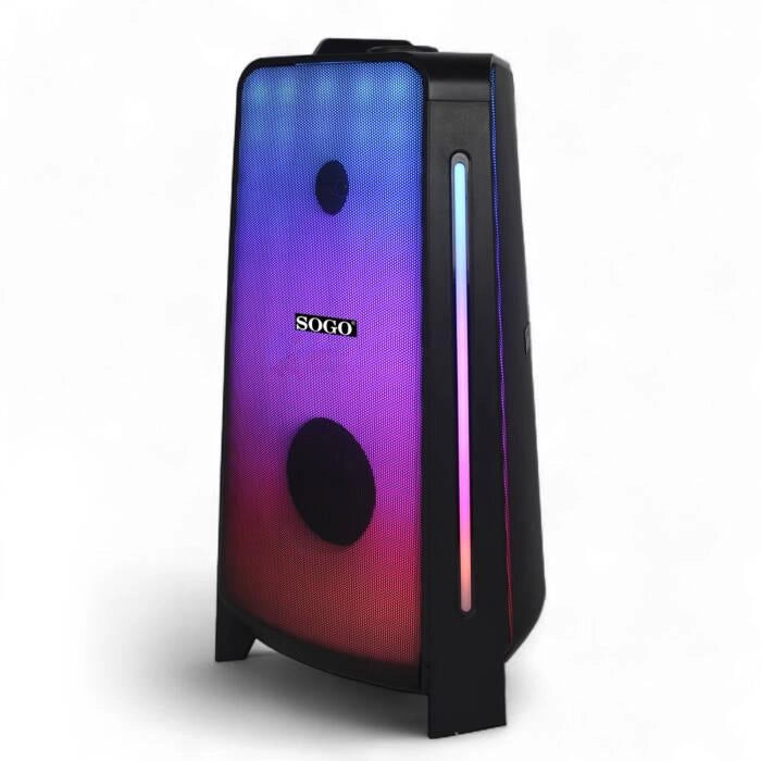 Cassa Bluetooth portatile 50W RMS con 2 altoparlanti 5 pollici e tweeter, luci LED RGB, karaoke e radio FM - SOGO