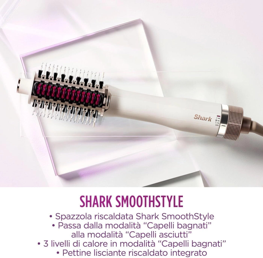 Shark Spazzola riscaldata e Pettine lisciante SmoothStyle HT202EU