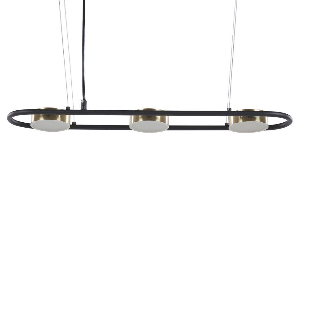 Lampada a sospensione in ottone Nero in acciaio luci a LED integrate a 3 luci forma geometrica illuminazione a binario a sospensione cucina