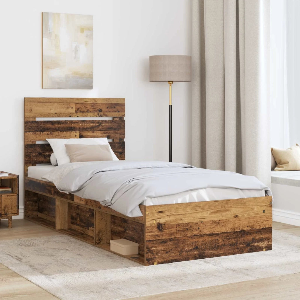 Letto singolo | Letto per adulti | Struttura del letto Legno vecchio 75 x 190 cm Pino massello