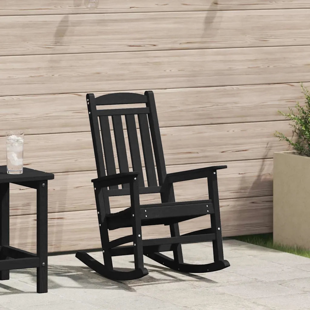 Sedia a dondolo da Giardino | Sedie da Esterno Nero 92 x 70 x 108cm HDPE