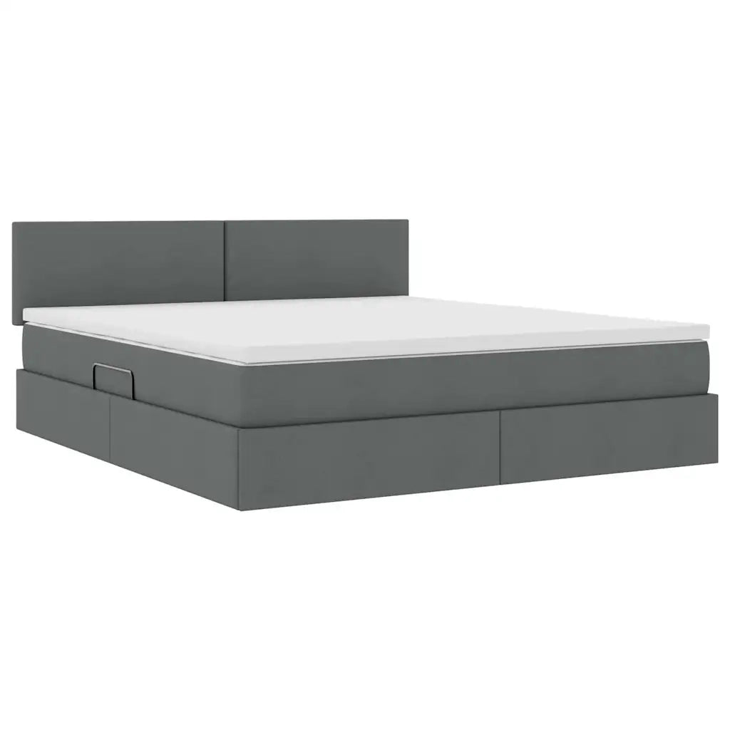 Letto con contenitore e materasso Grigio scuro 160 x 200 cm