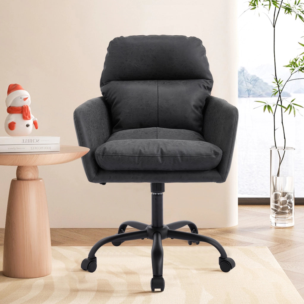 Sedia da Ufficio ¨C MINIMAL ¨C Ecopelle Nera, Altezza Regolabile