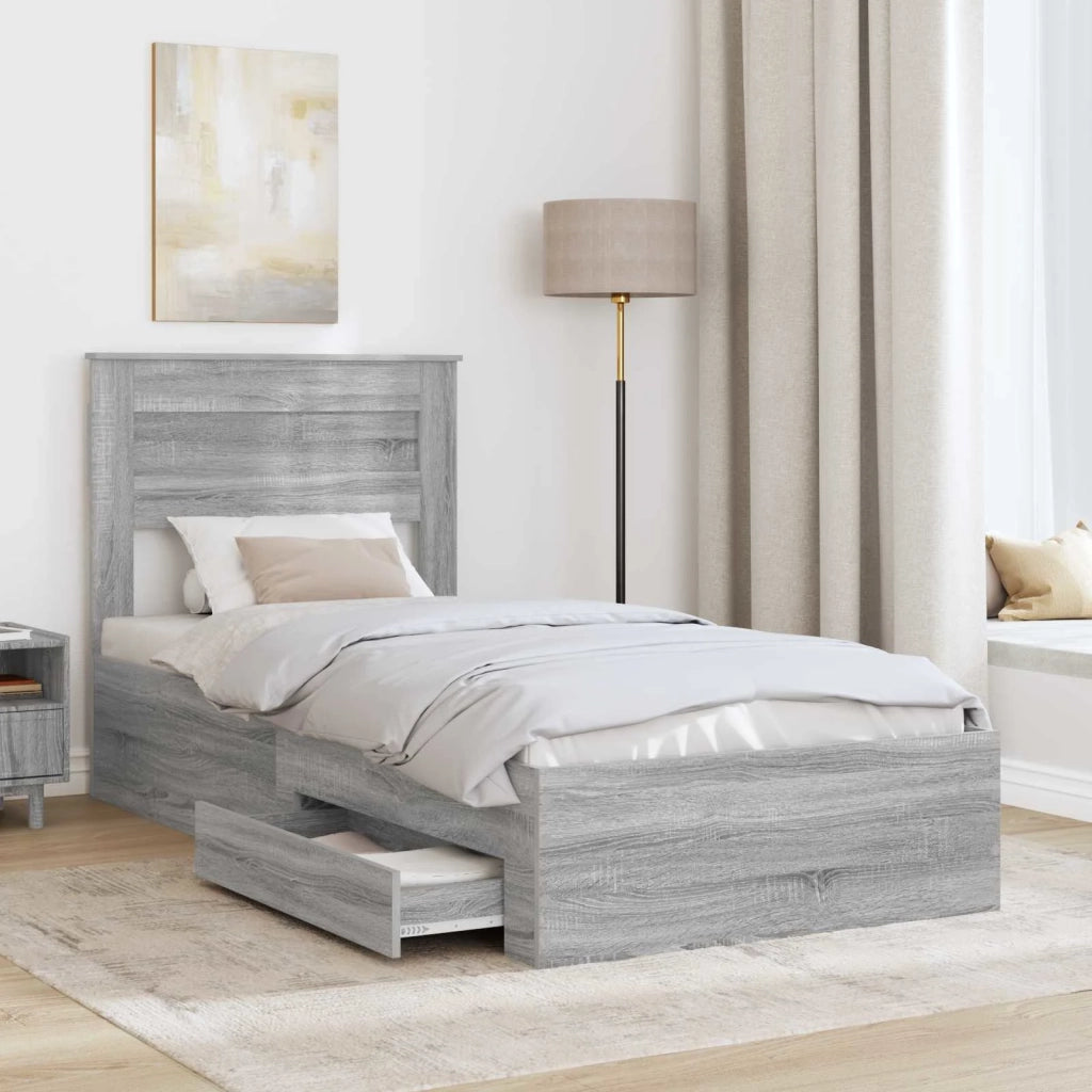 Struttura del letto-Giroletto Grigio Sonoma e Argento 75 x 190 cm 953297