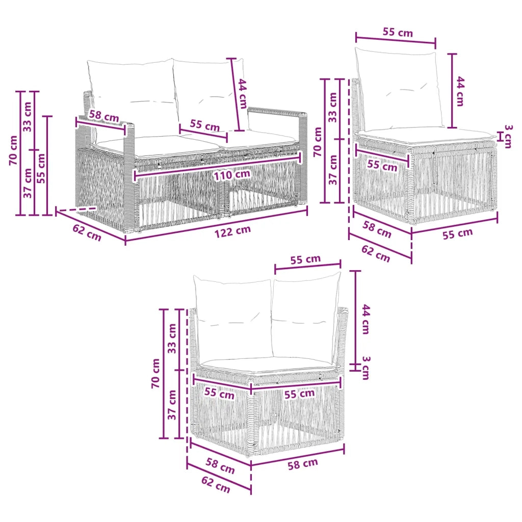 Set Divano da Giardino 13 pz Nero polyrattan 3435862