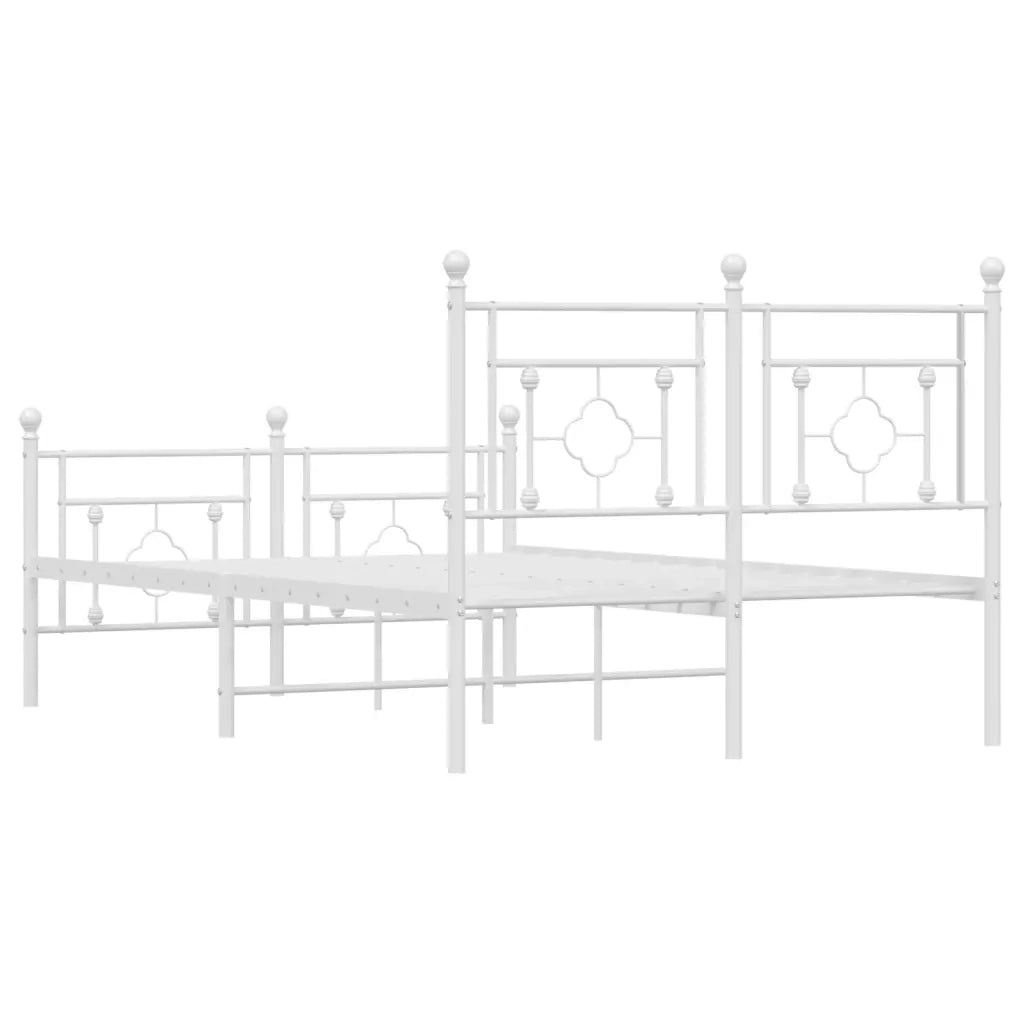 Giroletto con Testiera e Pediera Metallo Bianco 120x190 cm 374403
