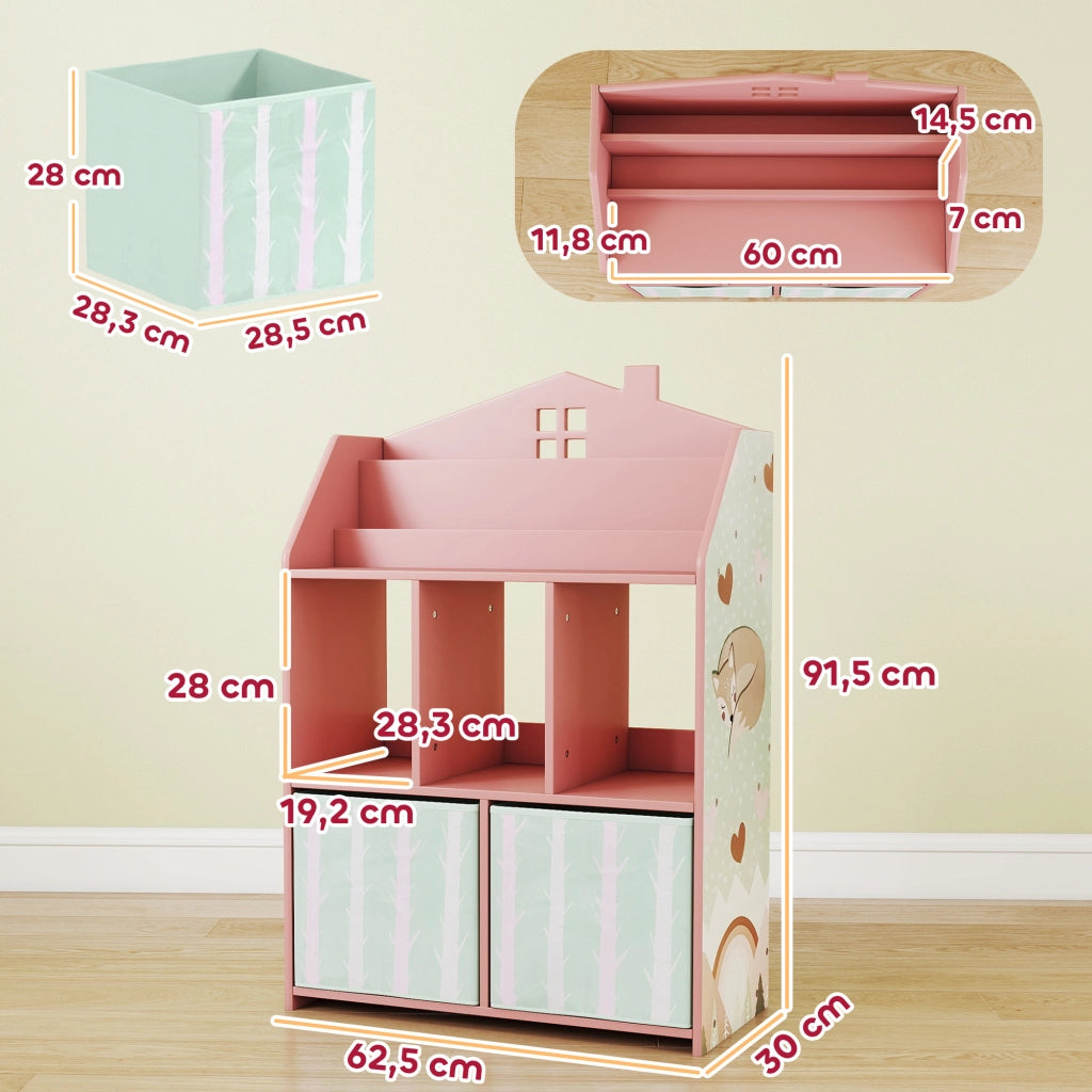 Libreria bambini con ripiani e 2 cassetti ¨C Xylo ¨C rosa MDF