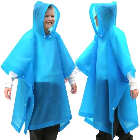 Regalo di Pioggia per Bambini - 2 Pezzi di Poncho Reciclabile - Impermeabile - Cappuccio - Materiale PEVA - Adatto per 100-150 cm