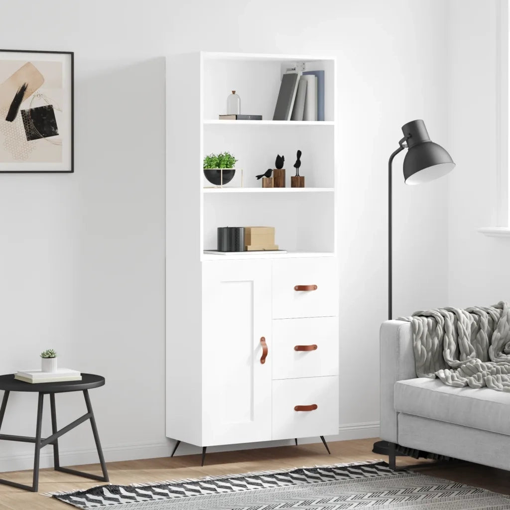 Credenza | Madia | Buffet da pranzo | Armadio da pranzo Bianca 69,5x34x180 cm in Legno Multistrato
