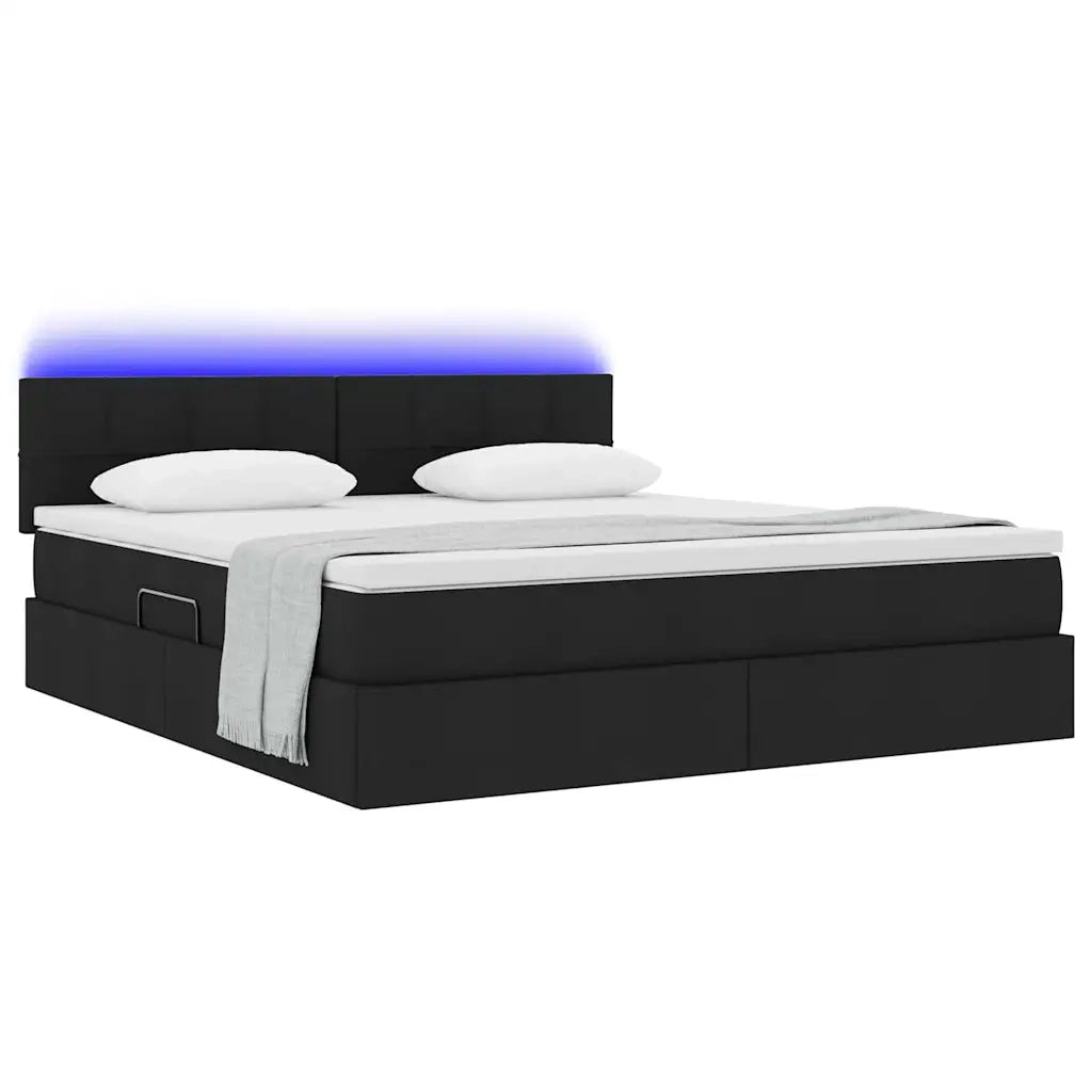 Letto con contenitore e LED con led Nero 160 x 200 cm Tessuto 3371156