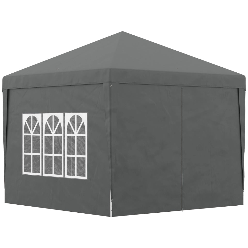 Gazebo da Esterno 3x3 m Pieghevole con 4 Pannelli Laterali. in Acciaio e Tessuto Oxford Grigio